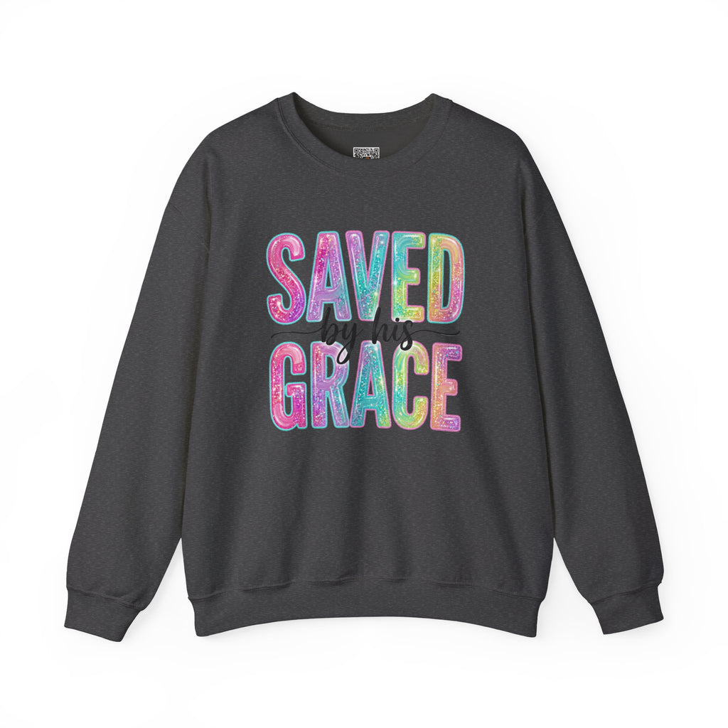 Saved by Grace Sweatshirt – Christian Faith Graphic Crewneck | Inspirational Religious Pullover | Cr8tive Designs