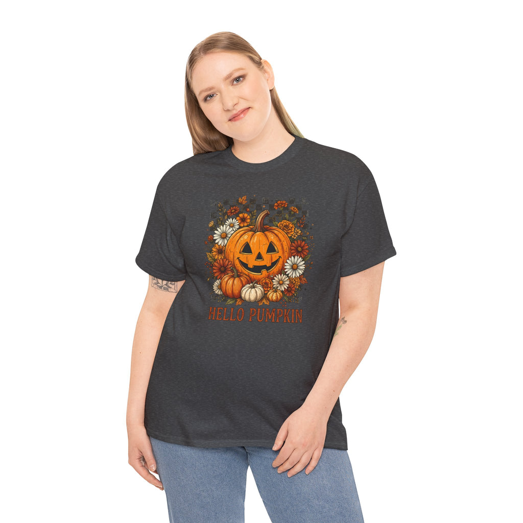 Hello Pumpkin Tee | Retro Halloween Floral Graphic T-Shirt | Cr8tive Designs