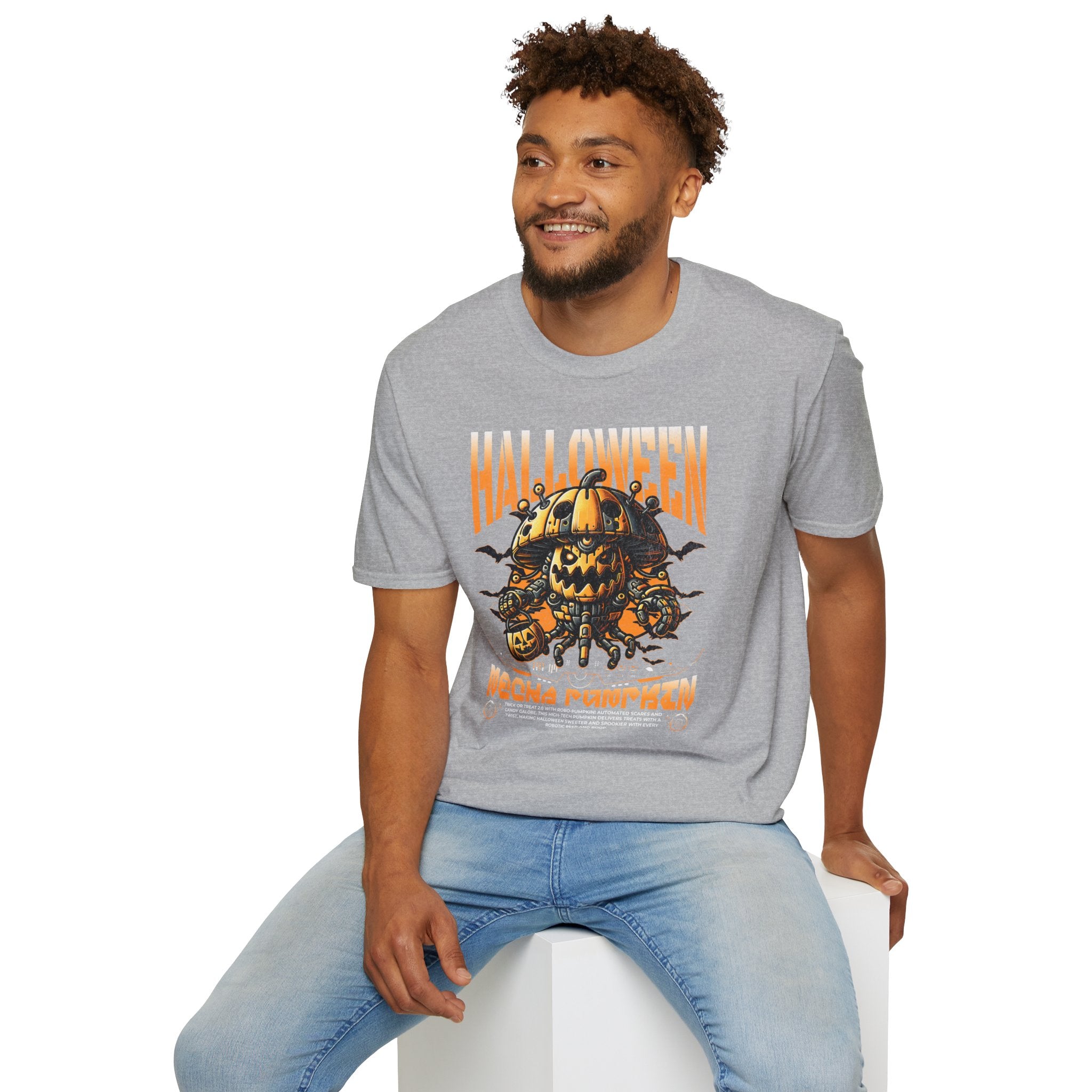 Pumpkin Halloween Tee | Retro Robot Jack-O’-Lantern Shirt | Cr8tive Designs
