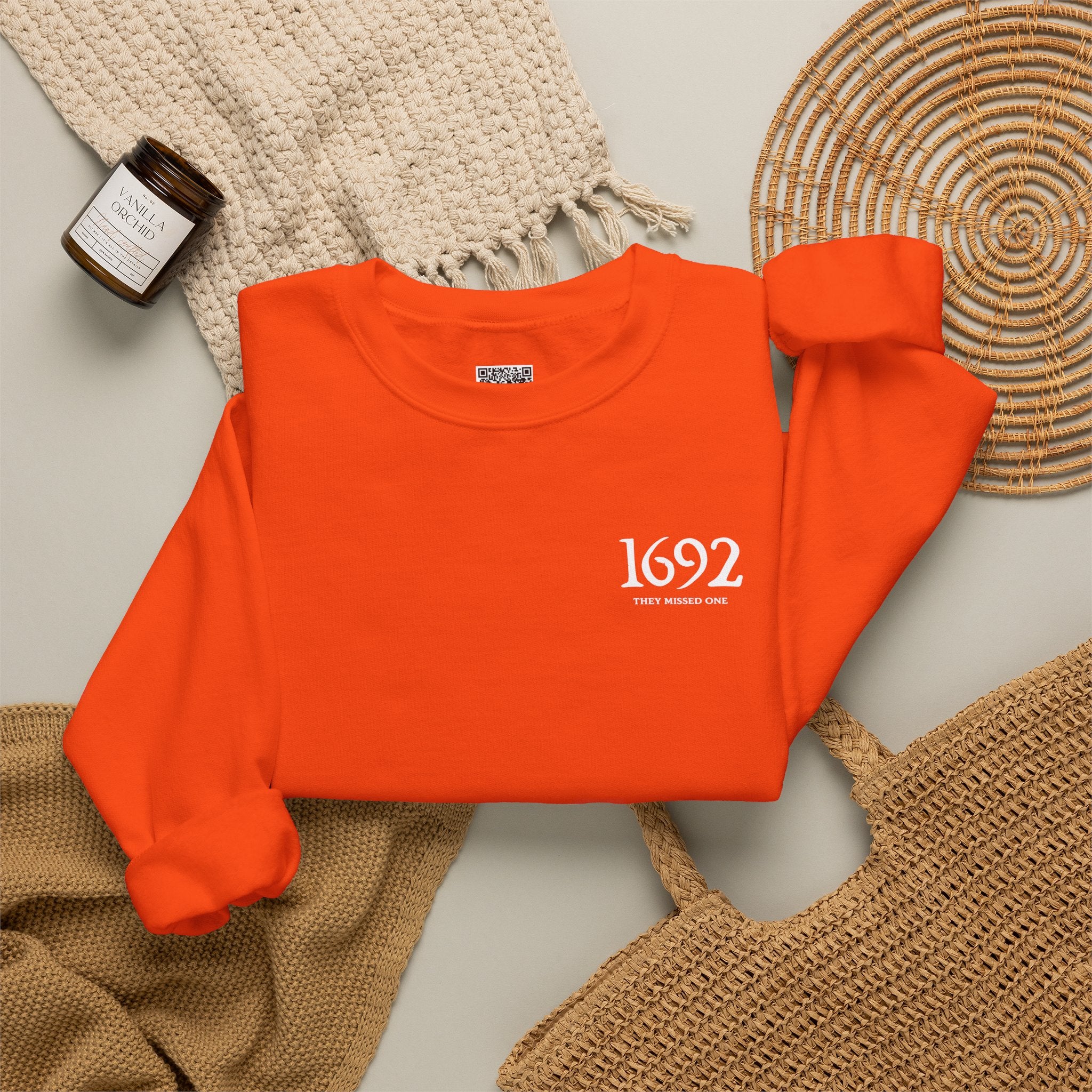 1692 They Missed One Sweatshirt | Minimalist Witchy Chest Graphic Crewneck | Cr8tive Designs