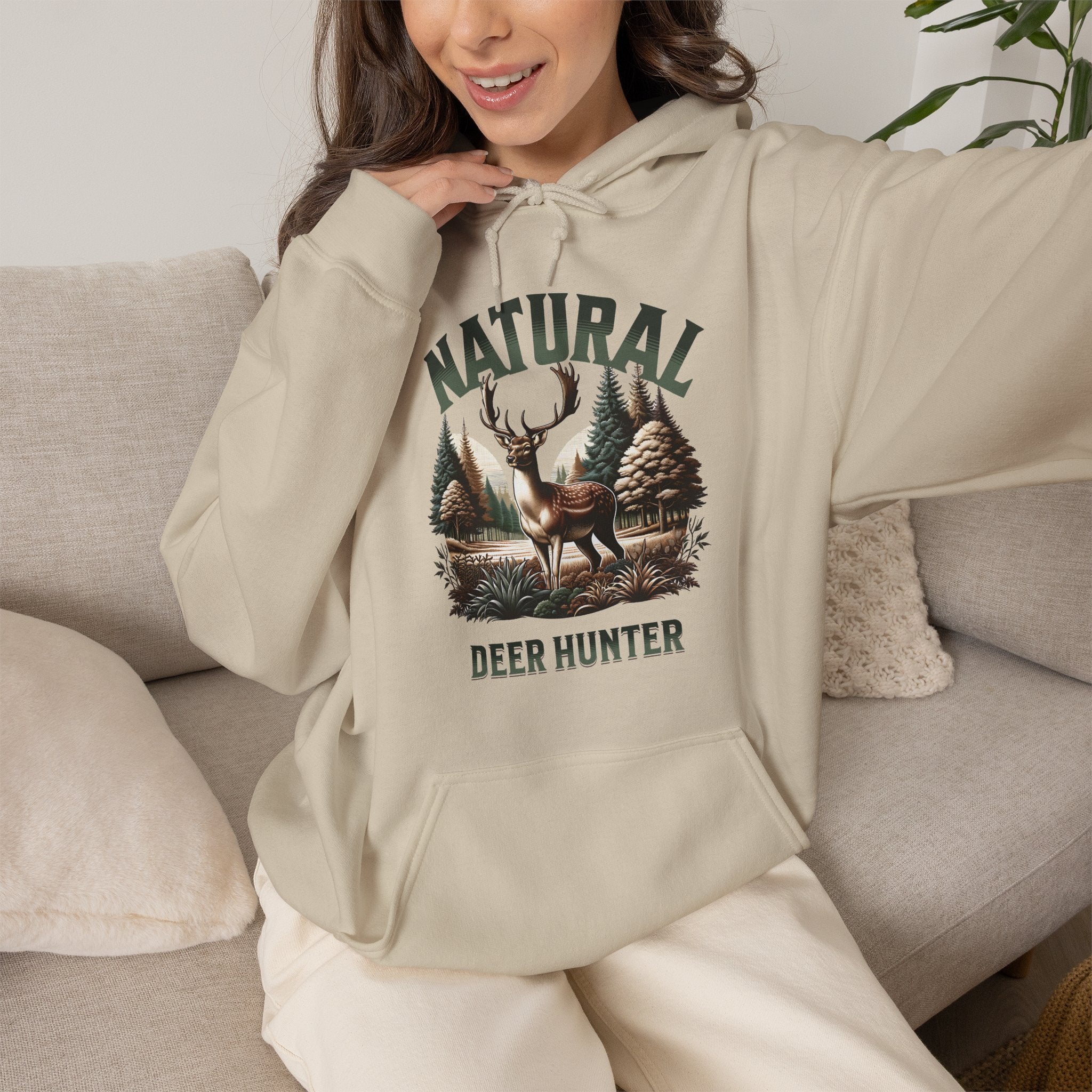 Natural Deer Hunter Hoodie | Woodland Wildlife & Hunting Design | Cr8tive Designs