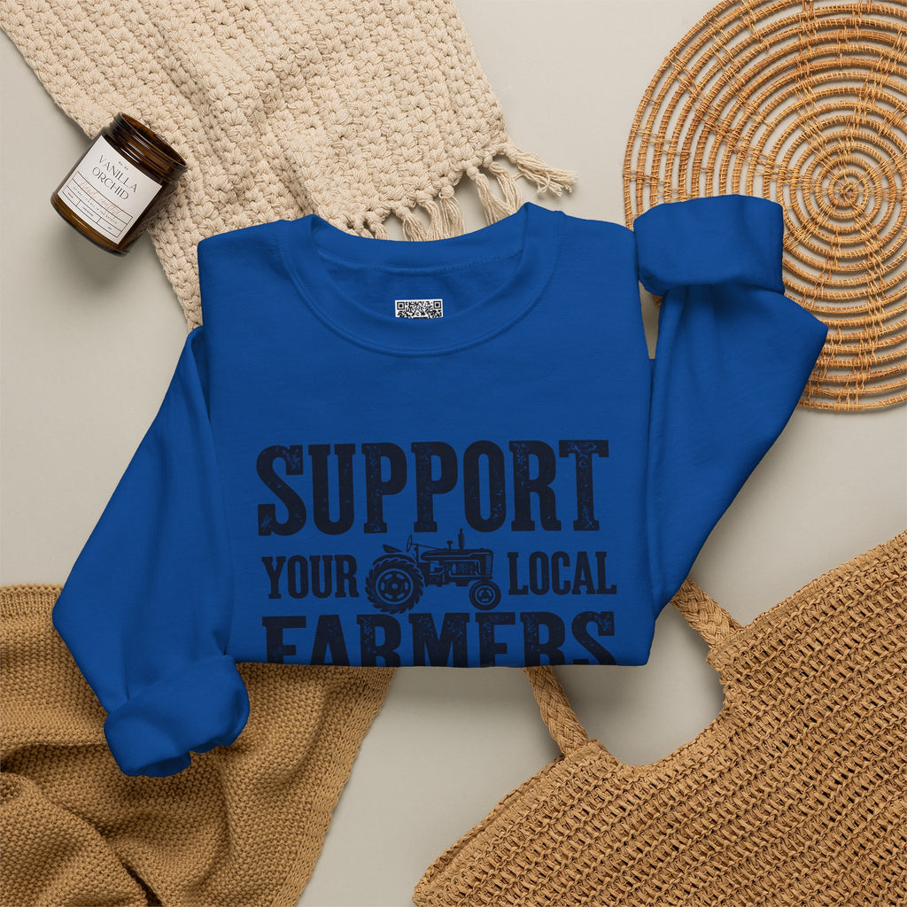Support Your Local Farmers Sweatshirt | Rustic Tractor Agriculture Crewneck | Cr8tive Designs