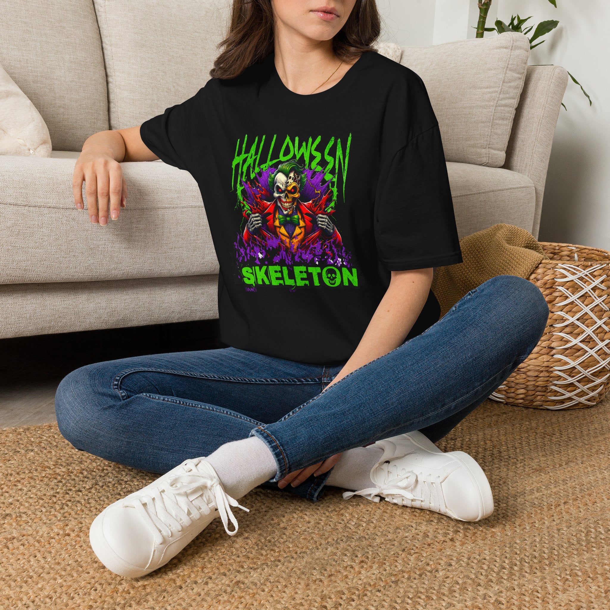 Halloween Skeleton T-Shirt | Neon Horror Clown Graphic Tee | Cr8tive Designs