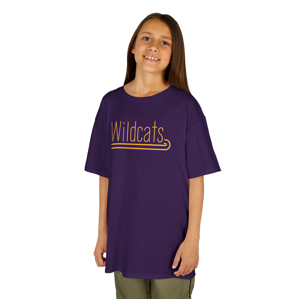 Wildcats Retro Stripe | Purple and Gold Youth Spirit T-Shirt | Cr8tive Designs