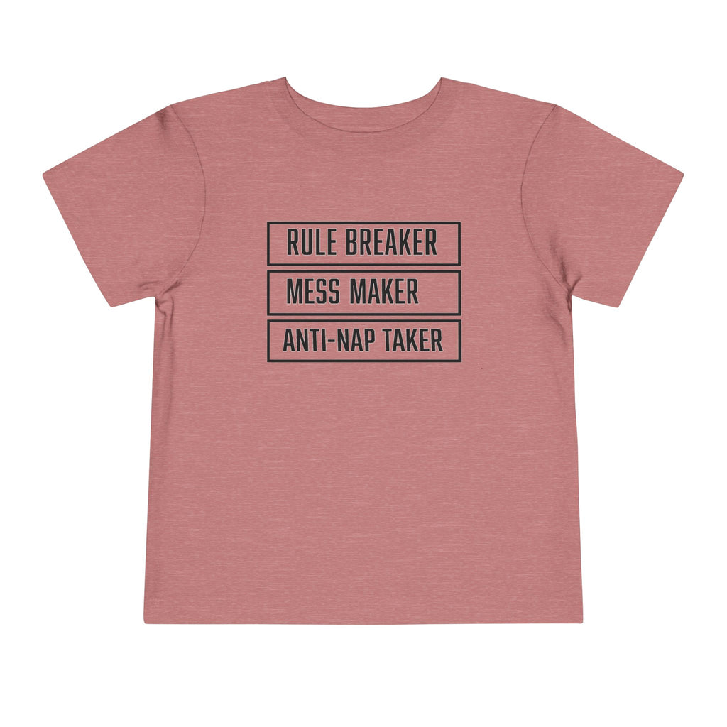 Rule Breaker Mess Maker Toddler Tee | Funny Anti-Nap Kids T-Shirt | Cr8tive Designs