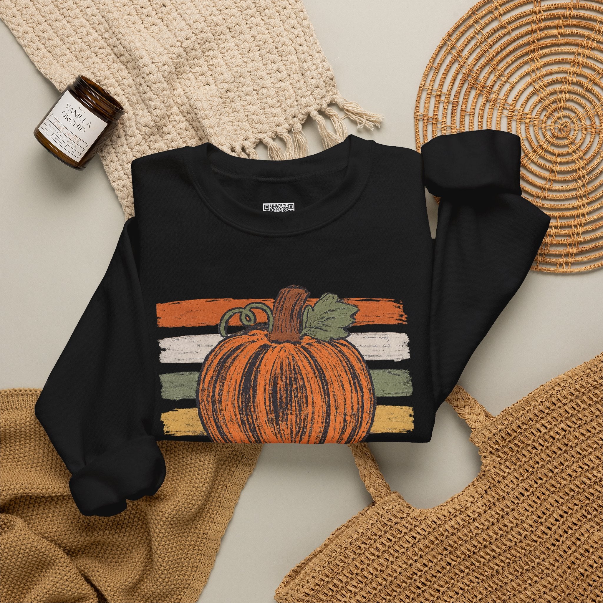 Vintage Retro Pumpkin Sketch Sweatshirt | Distressed Fall Crewneck | Cr8tive Designs
