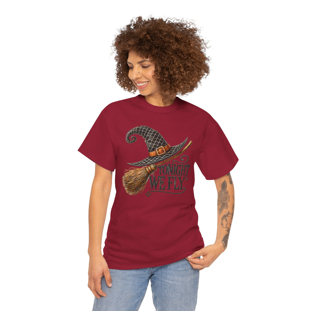 "Tonight We Fly" Witch Broom Tee | Vintage Halloween Graphic T-Shirt | Cr8tive Designs