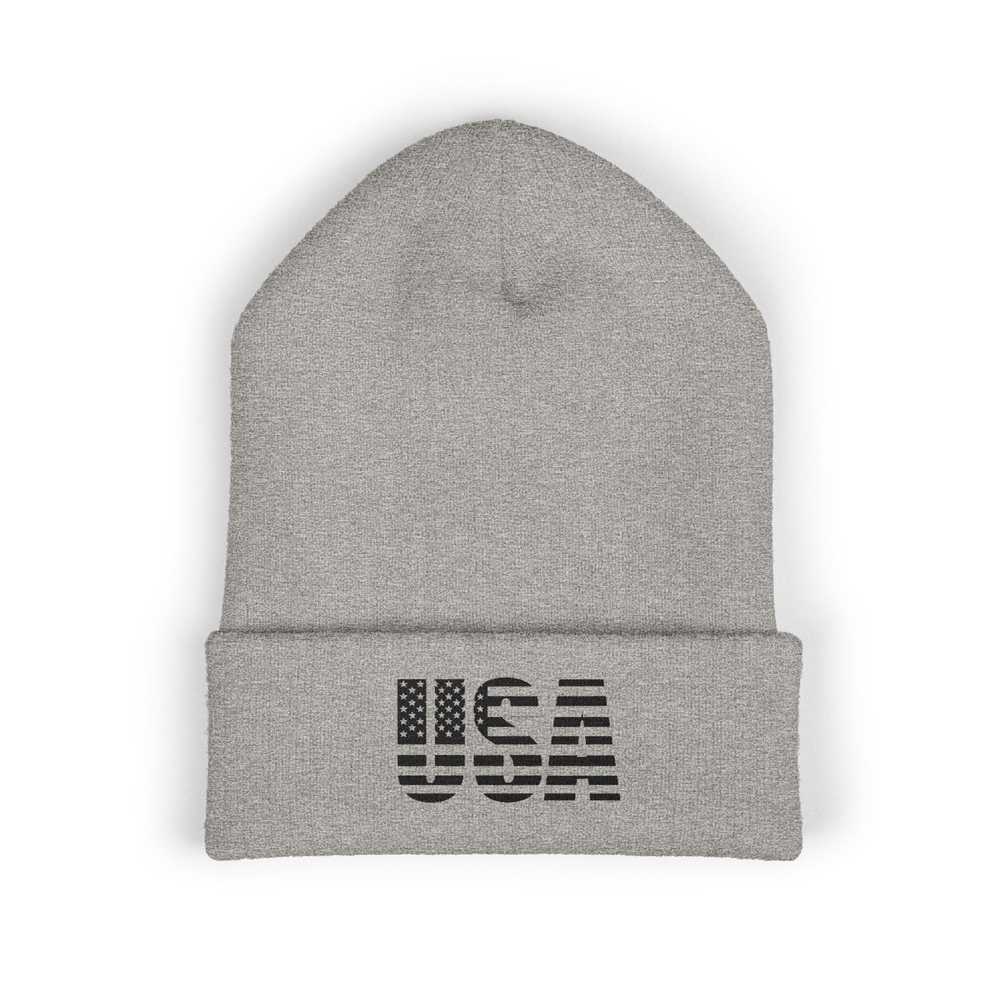 USA Flag Embroidered Cuffed Beanie
