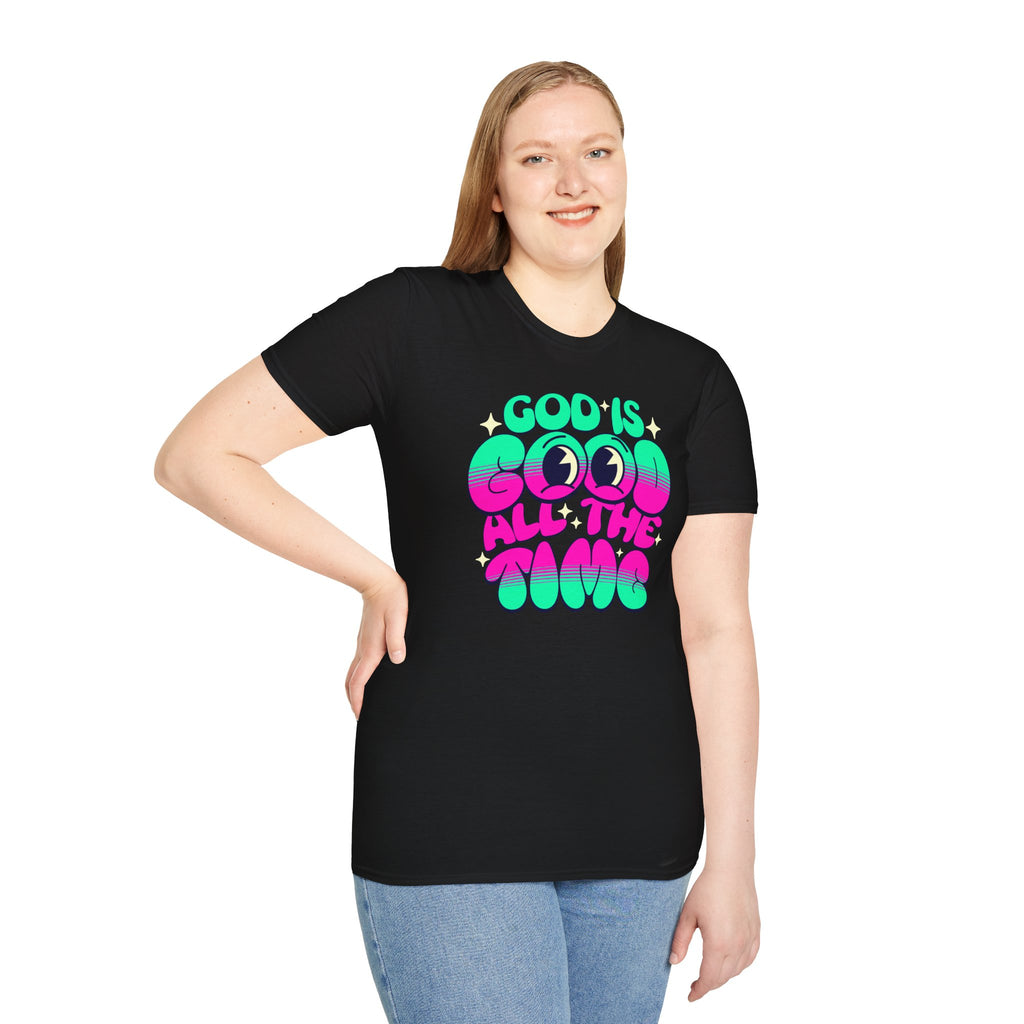 God Is Good All The Time T-Shirt | Retro Neon Faith Graphic Tee | Cr8tive Designs