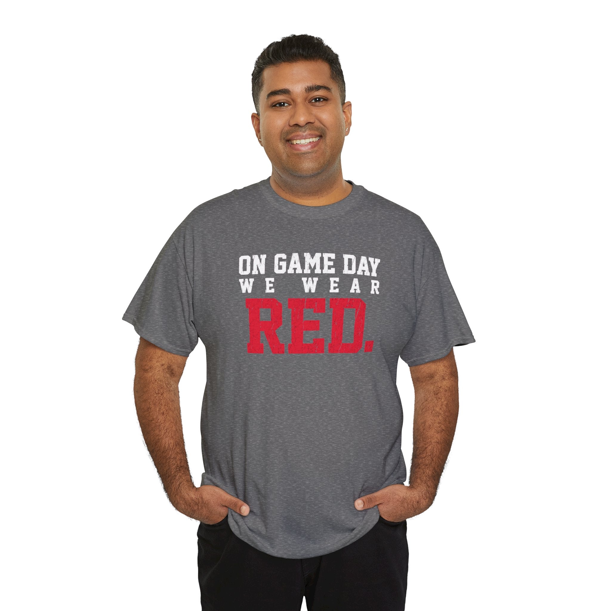 On Game Day We Wear Red T-Shirt | Distressed Game Day Graphic Tee | Cr8tive Designs
