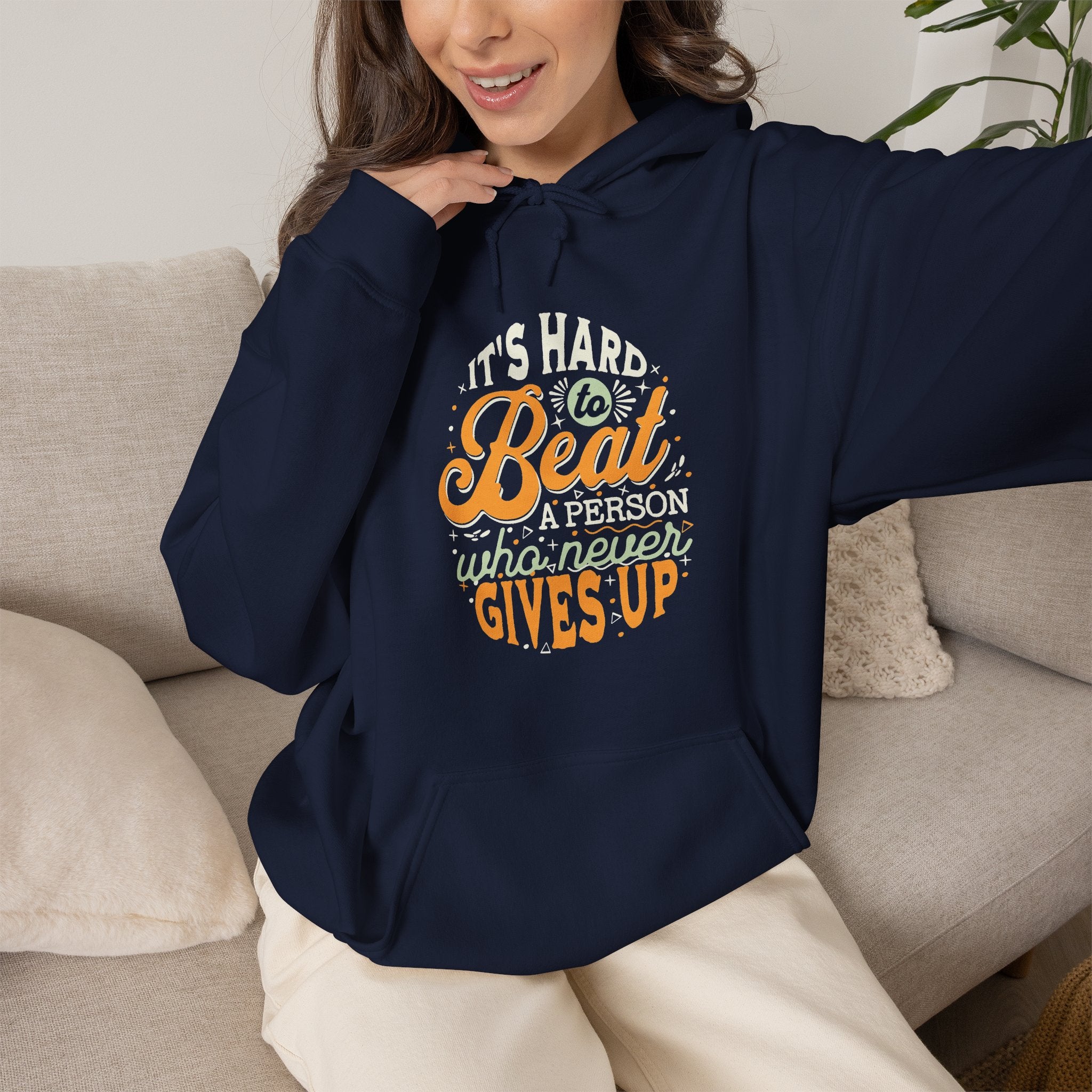 Never Gives Up Hoodie | Inspirational Retro Motivational Design | Cr8tive Designs