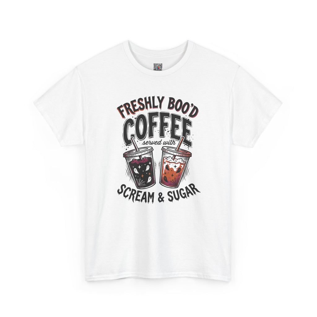 Freshly Boo'd Coffee Tee | Spooky Scream & Sugar Graphic T-Shirt | Cr8tive Designs
