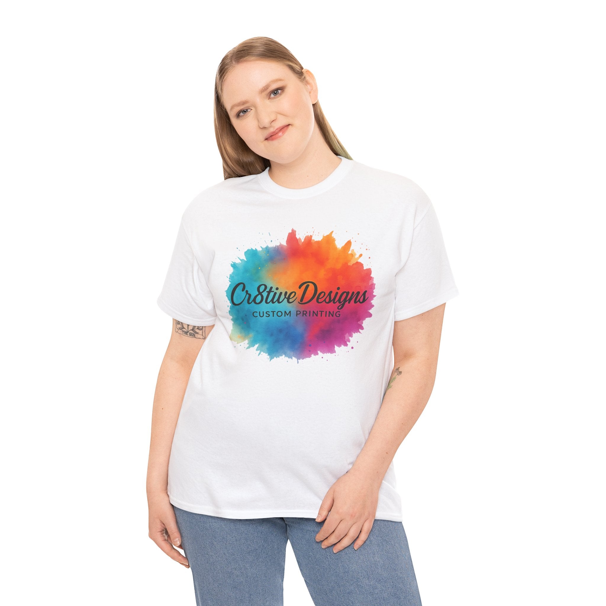 Watercolor Splash T‑Shirt — "Cr8tive Designs" Custom Printing Logo Tee