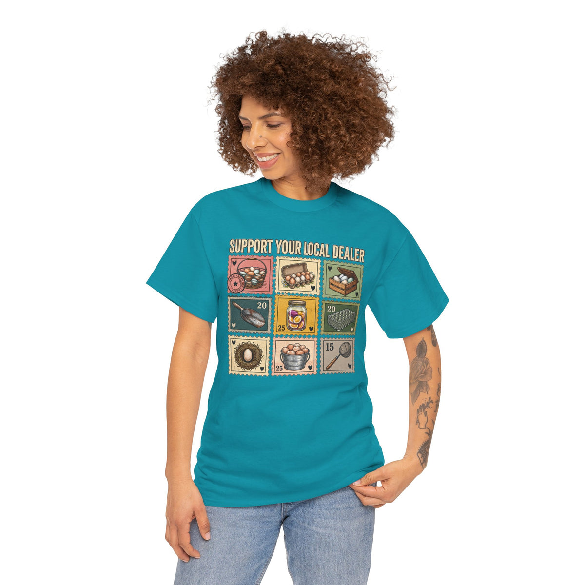 Support Your Local Dealer Fresh Eggs T-Shirt | Funny Chicken Farm Graphic Tee | Cr8tive Designs