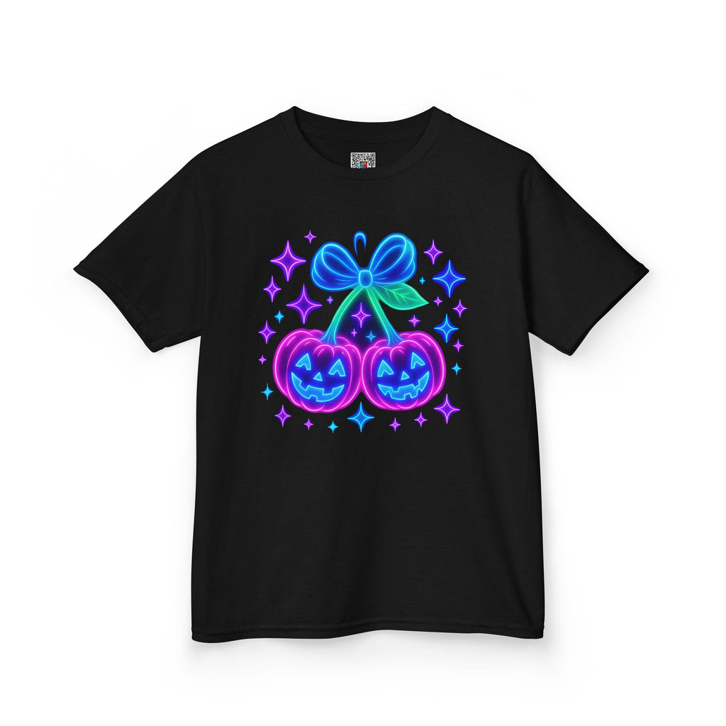 Kids T-Shirt | Neon Halloween Jack-O’-Lantern Cherries Graphic | Cr8tive Designs
