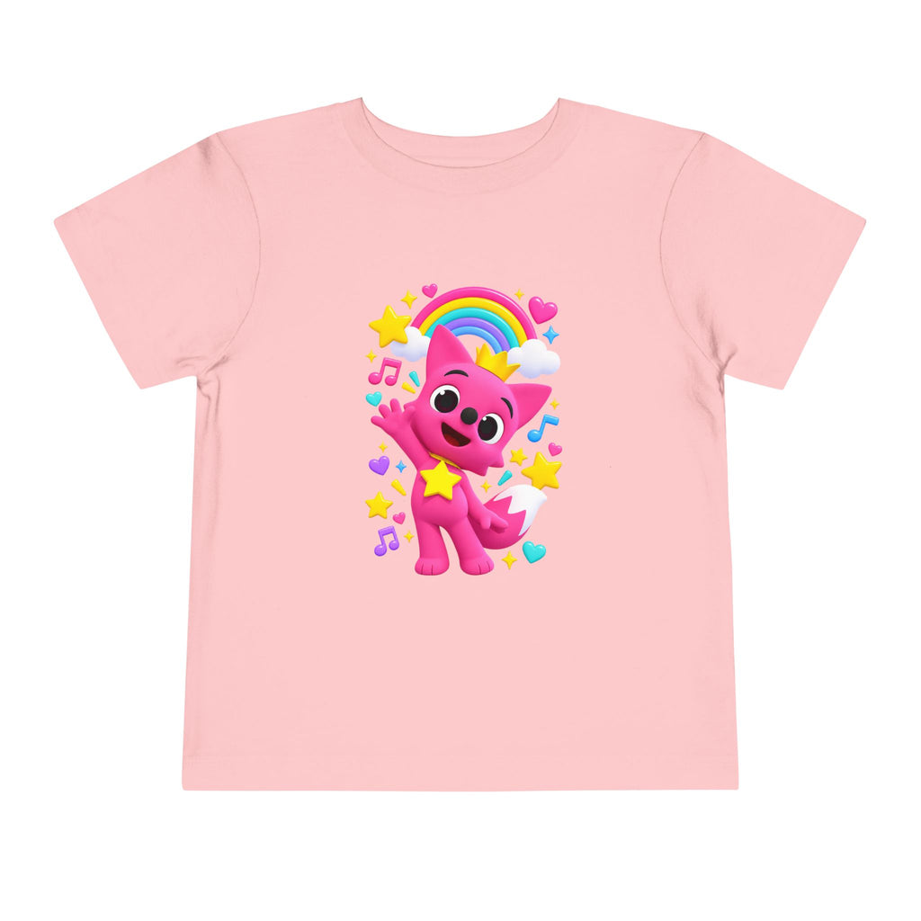 Pink Fox with Rainbow Toddler Shirt | Cute Cartoon Music & Stars Kids Tee | Cr8tive Designs