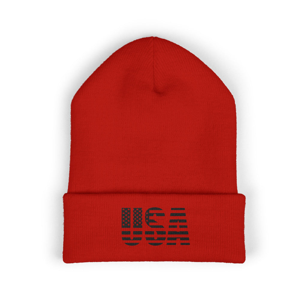 USA Flag Embroidered Cuffed Beanie/Cr8tive Designs