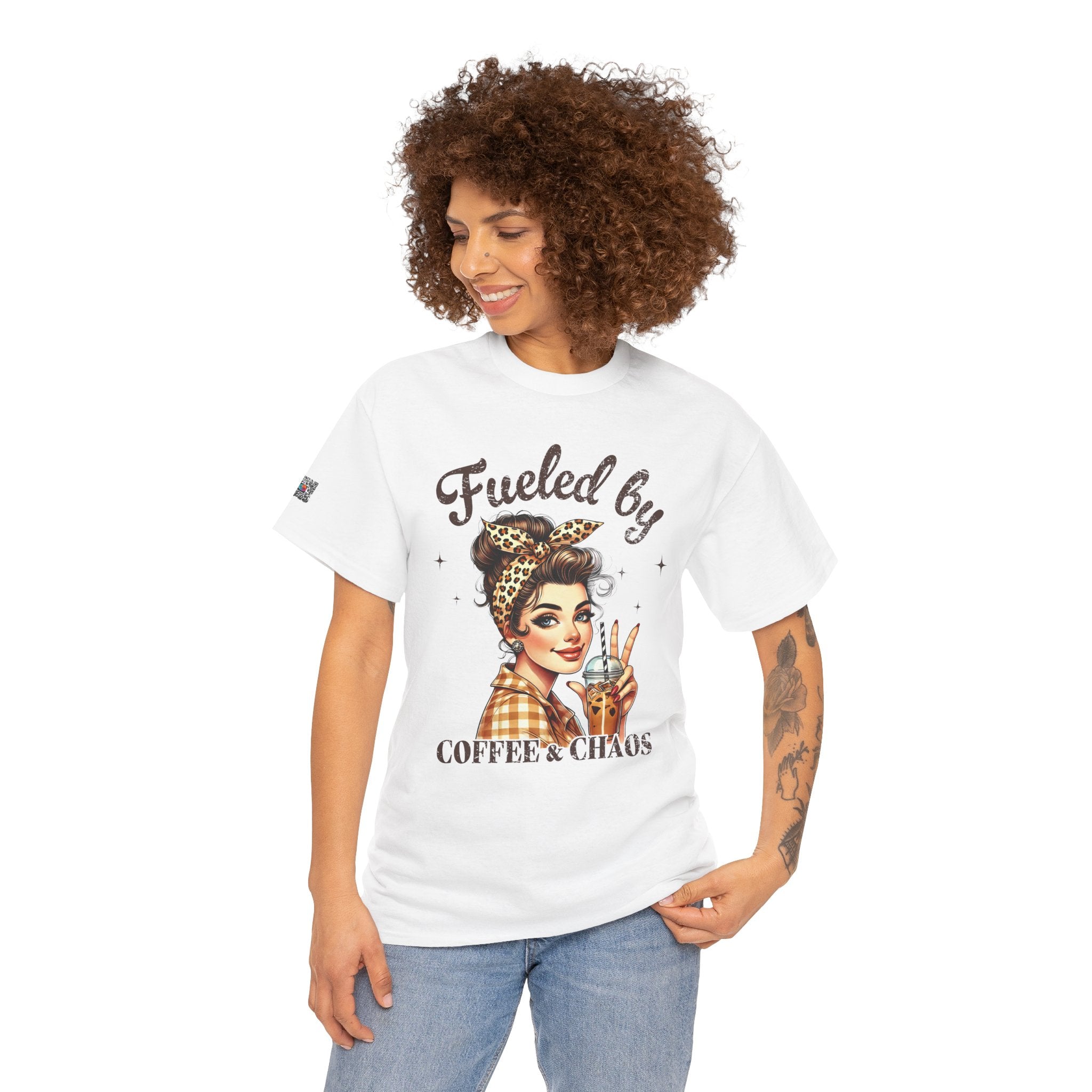 Fueled by Coffee & Chaos Graphic Tee – Funny Mom Life Shirt, Trendy Retro Woman Design | Cr8tive Designs