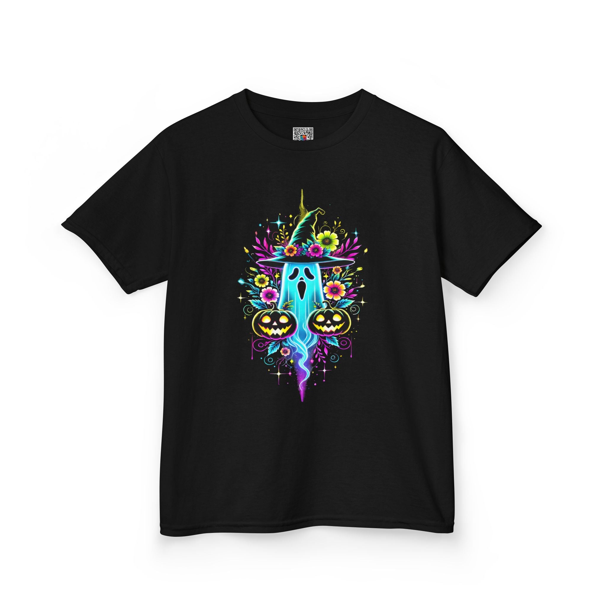 Kids Halloween Ghost T-Shirt | Neon Spooky Pumpkin | Cr8tive Designs