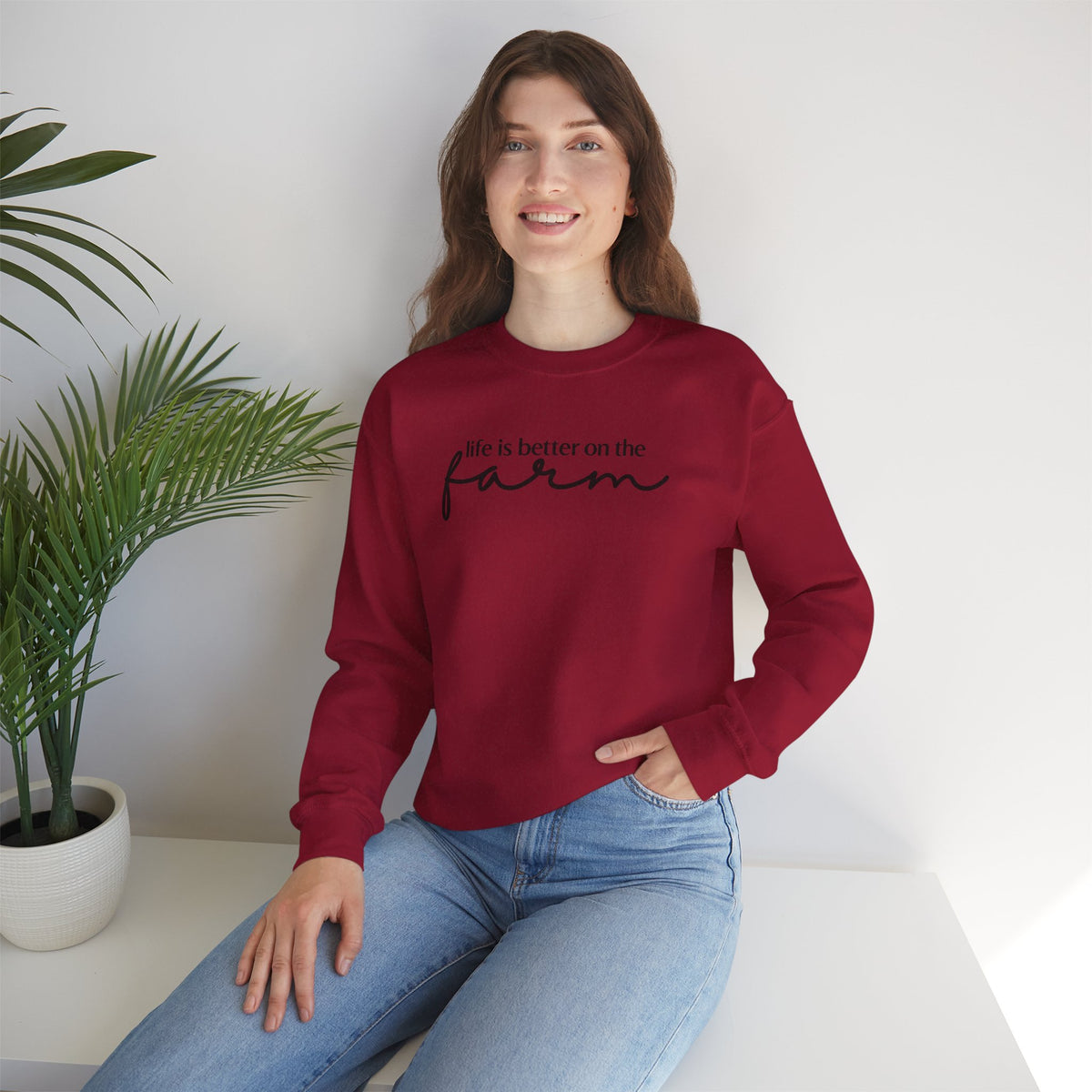 Life Is Better On The Farm Sweatshirt | Rustic Country Crewneck Pullover | Cr8tive Designs