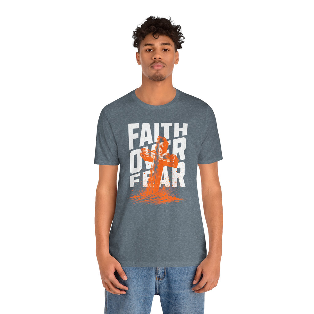 Faith Over Fear Tee | Christian Cross Inspirational Short Sleeve Shirt | Cr8tive Designs