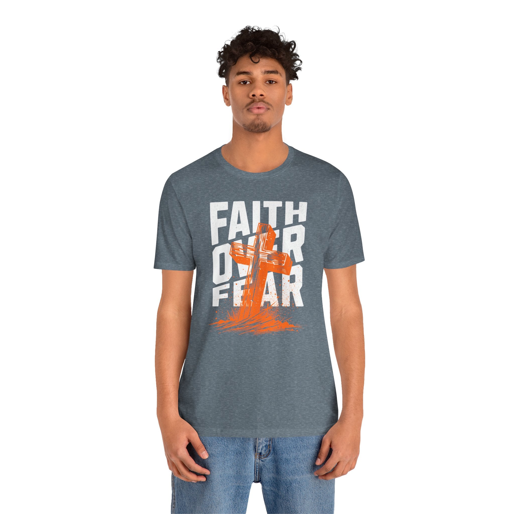 Faith Over Fear Tee | Christian Cross Inspirational Short Sleeve Shirt | Cr8tive Designs