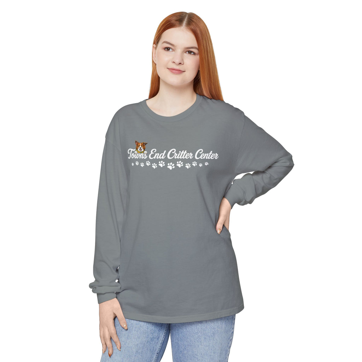 Towns End Critter Center Adult Long Sleeve T-Shirt | Custom Pet Boarding & Grooming Graphic Tee | Cr8tive Designs