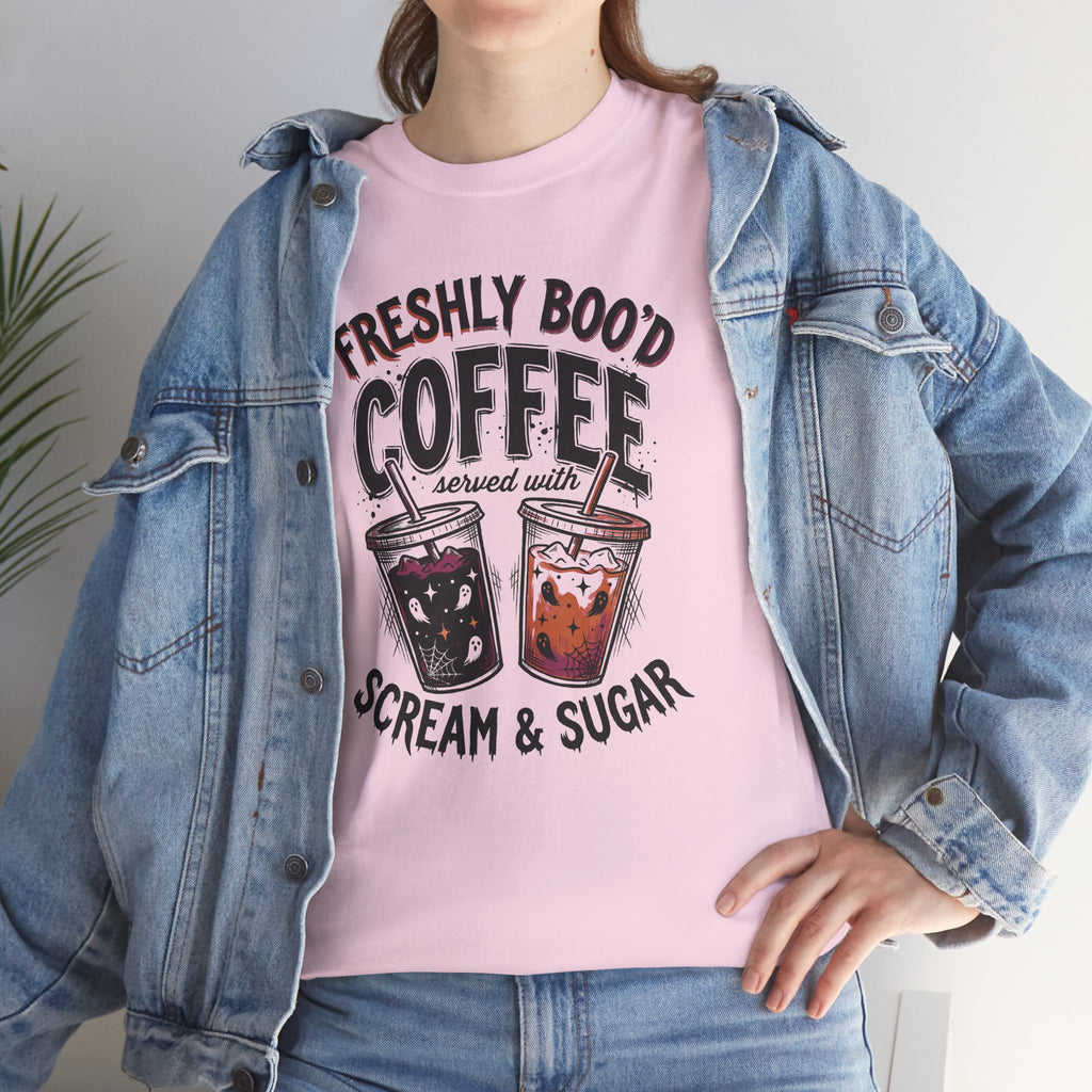 Freshly Boo'd Coffee Tee | Spooky Scream & Sugar Graphic T-Shirt | Cr8tive Designs