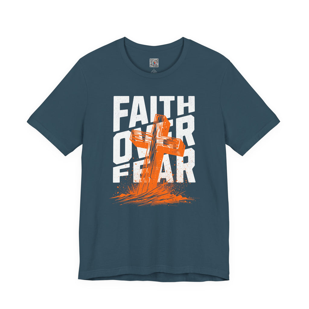 Faith Over Fear Tee | Christian Cross Inspirational Short Sleeve Shirt | Cr8tive Designs