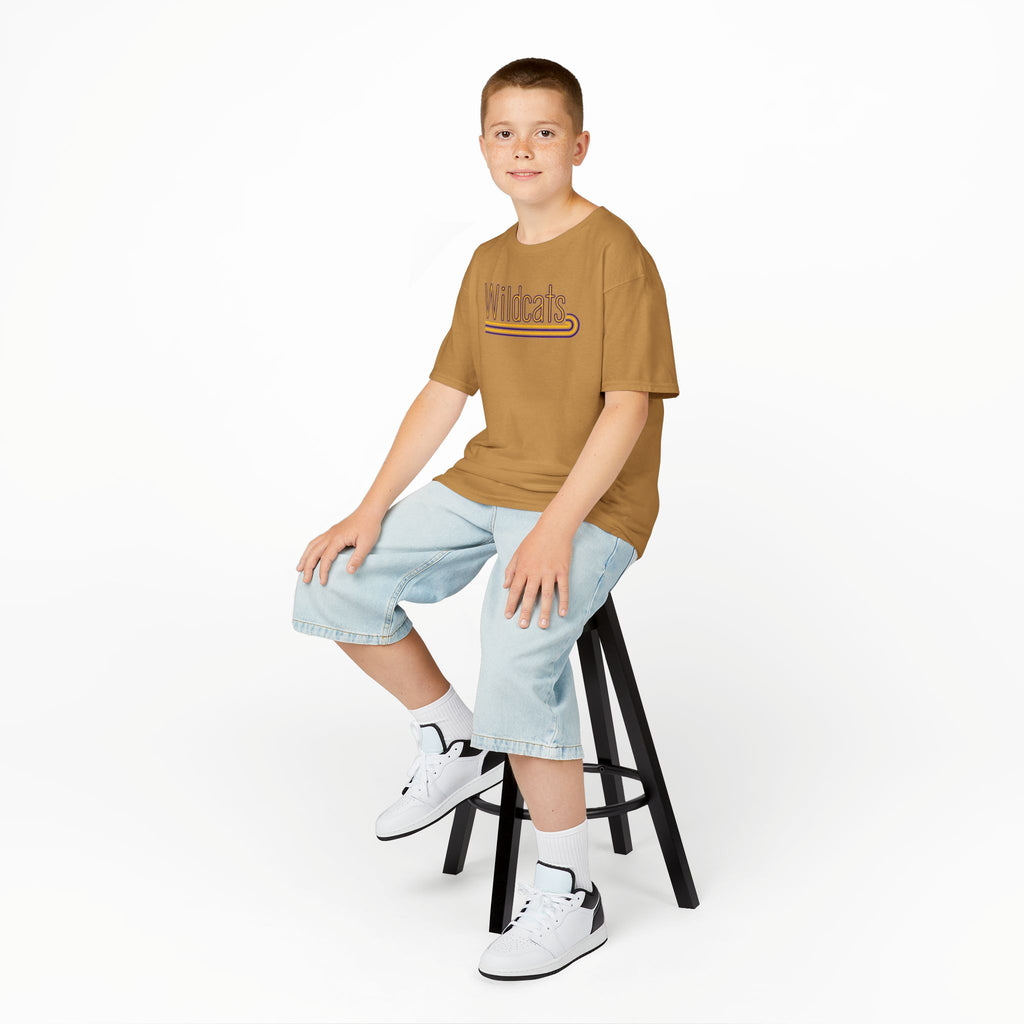 Wildcats Retro Stripe | Purple and Gold Youth Spirit T-Shirt | Cr8tive Designs