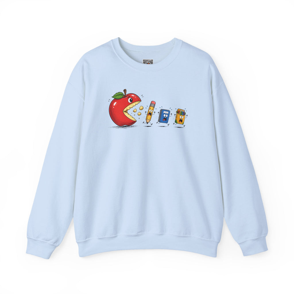 Crewneck Sweatshirt | Playful 'Apple Pac-Man' Back-to-School Graphic | Cr8tive Designs