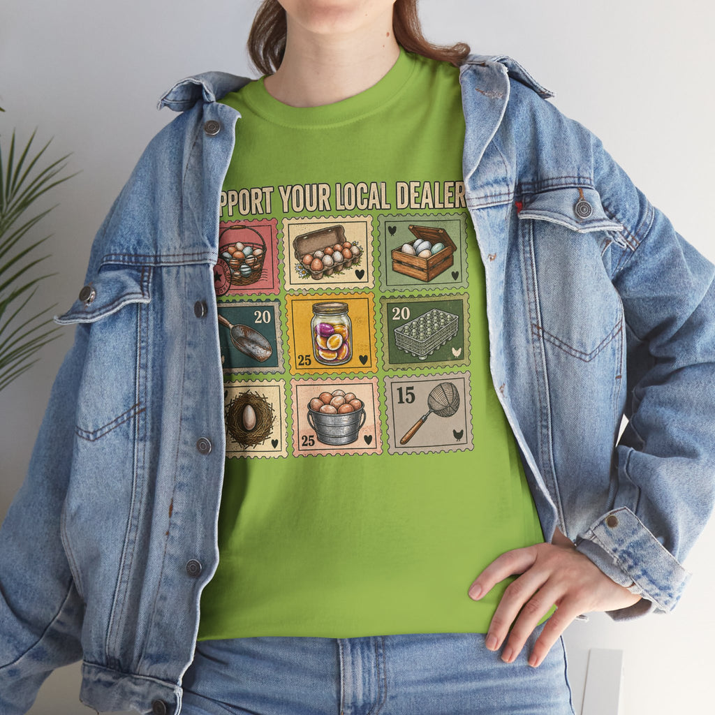 Support Your Local Dealer Fresh Eggs T-Shirt | Funny Chicken Farm Graphic Tee | Cr8tive Designs
