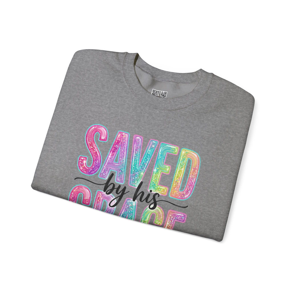 Saved by Grace Sweatshirt – Christian Faith Graphic Crewneck | Inspirational Religious Pullover | Cr8tive Designs
