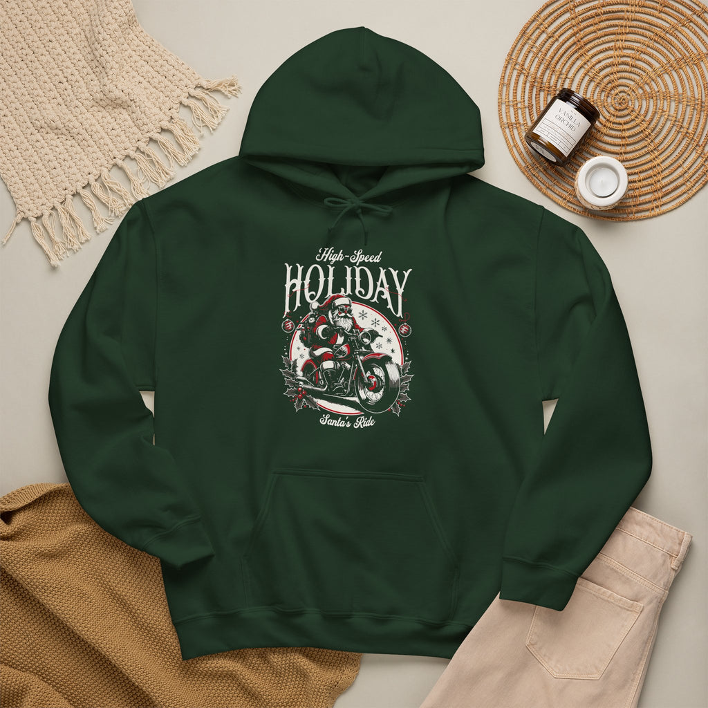 Santa’s Holiday Ride Hoodie | Christmas Motorcycle Biker Design | Cr8tive Designs