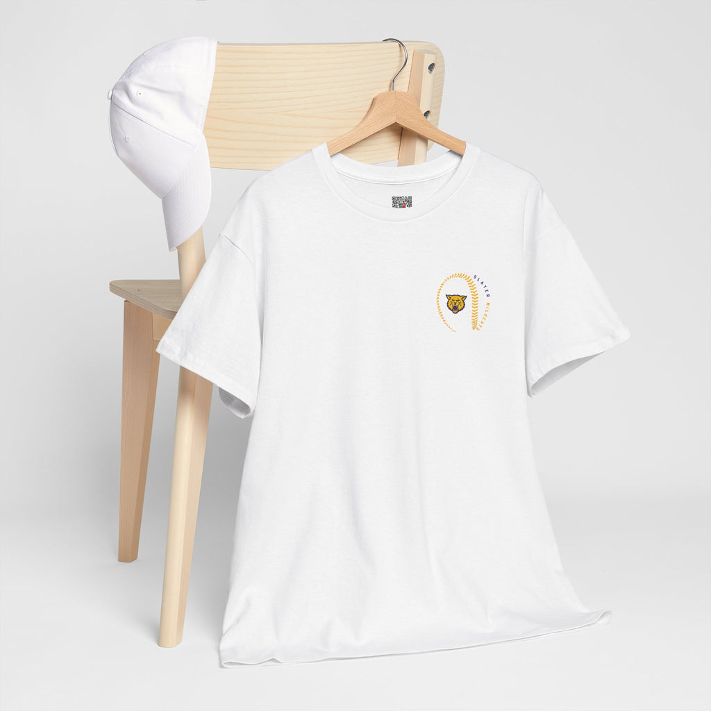 Slater Wildcats Baseball Pocket Logo | Purple and Gold School Spirit T-Shirt | Cr8tive Designs