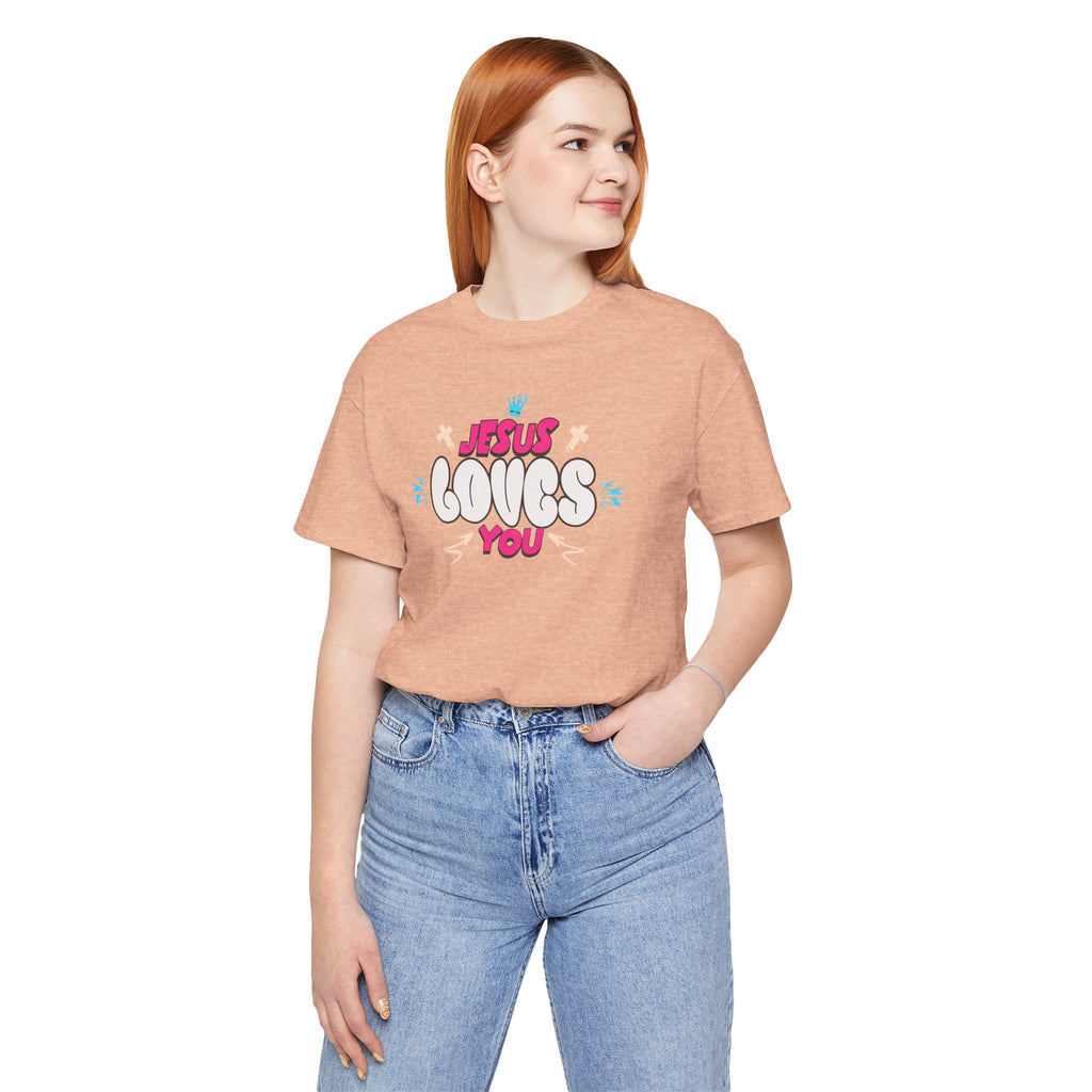 Jesus Loves You Graphic Tee — Cute Pastel Faith T-Shirt| Cr8tive Designs