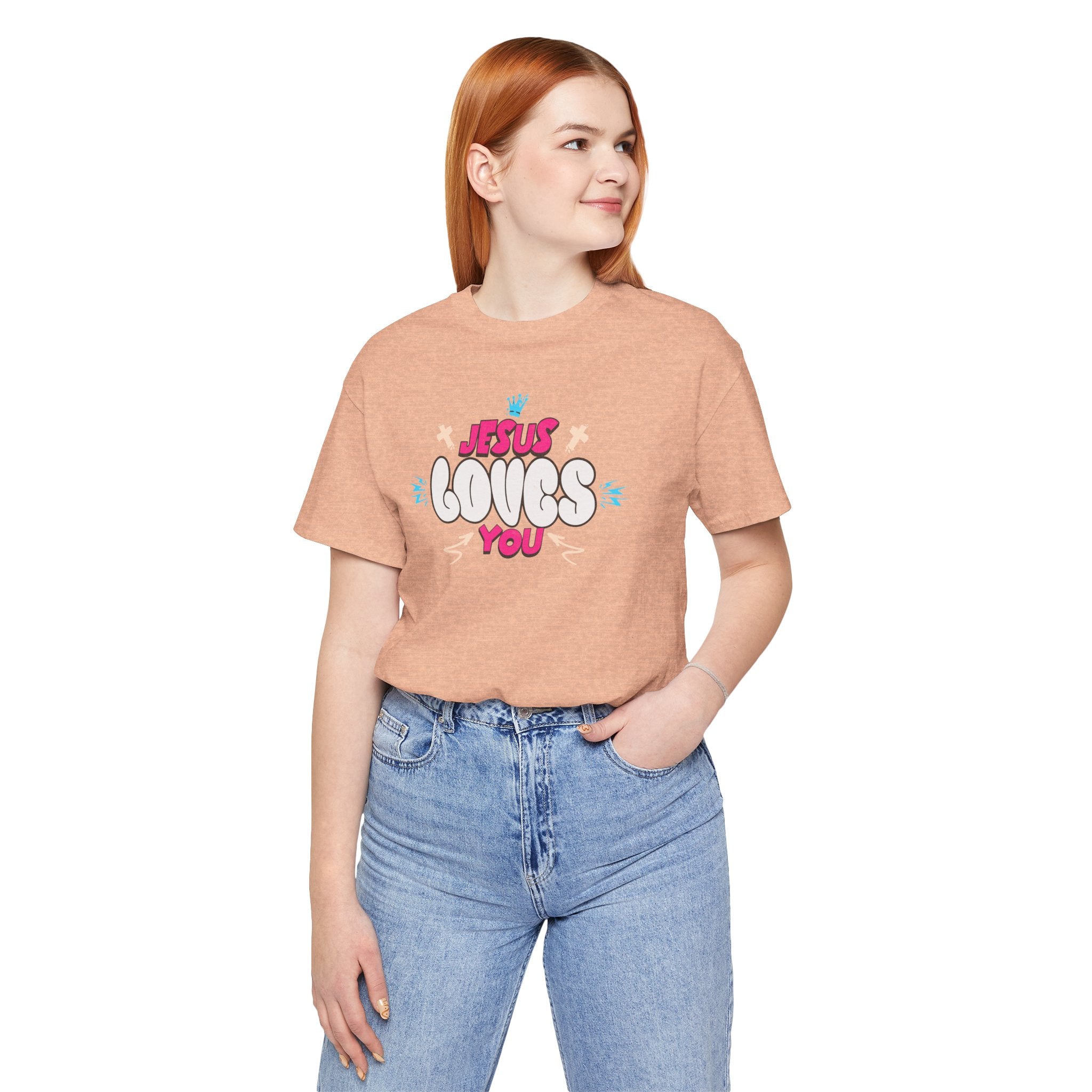 Jesus Loves You Graphic Tee — Cute Pastel Faith T-Shirt| Cr8tive Designs