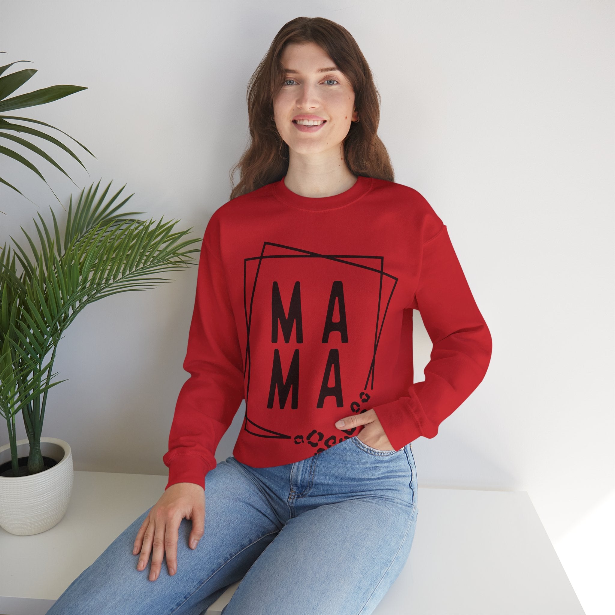 Mama Leopard Print Crewneck Sweatshirt – Casual Graphic Mama Pullover