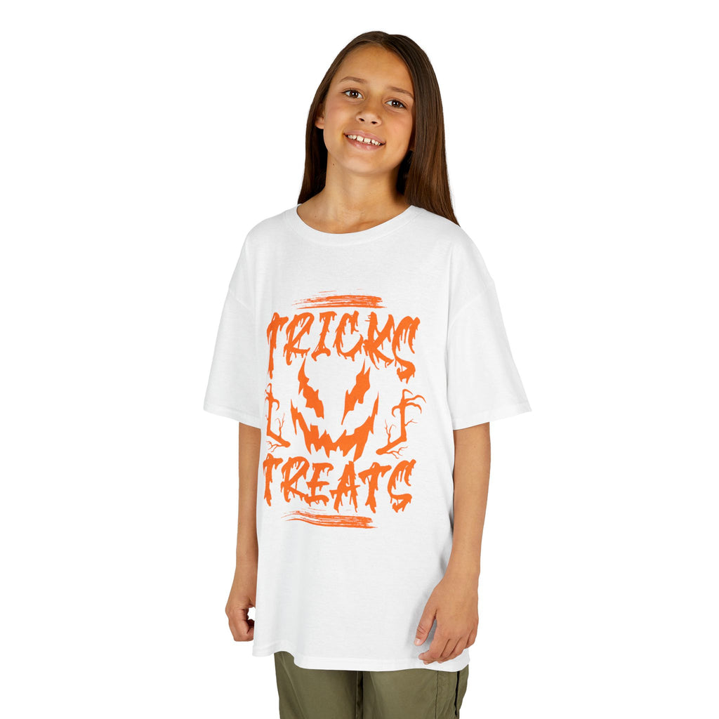 Kids Halloween Tee | 'Tricks & Treats' Spooky Jack-O'-Lantern Graphic | Cr8tive Designs
