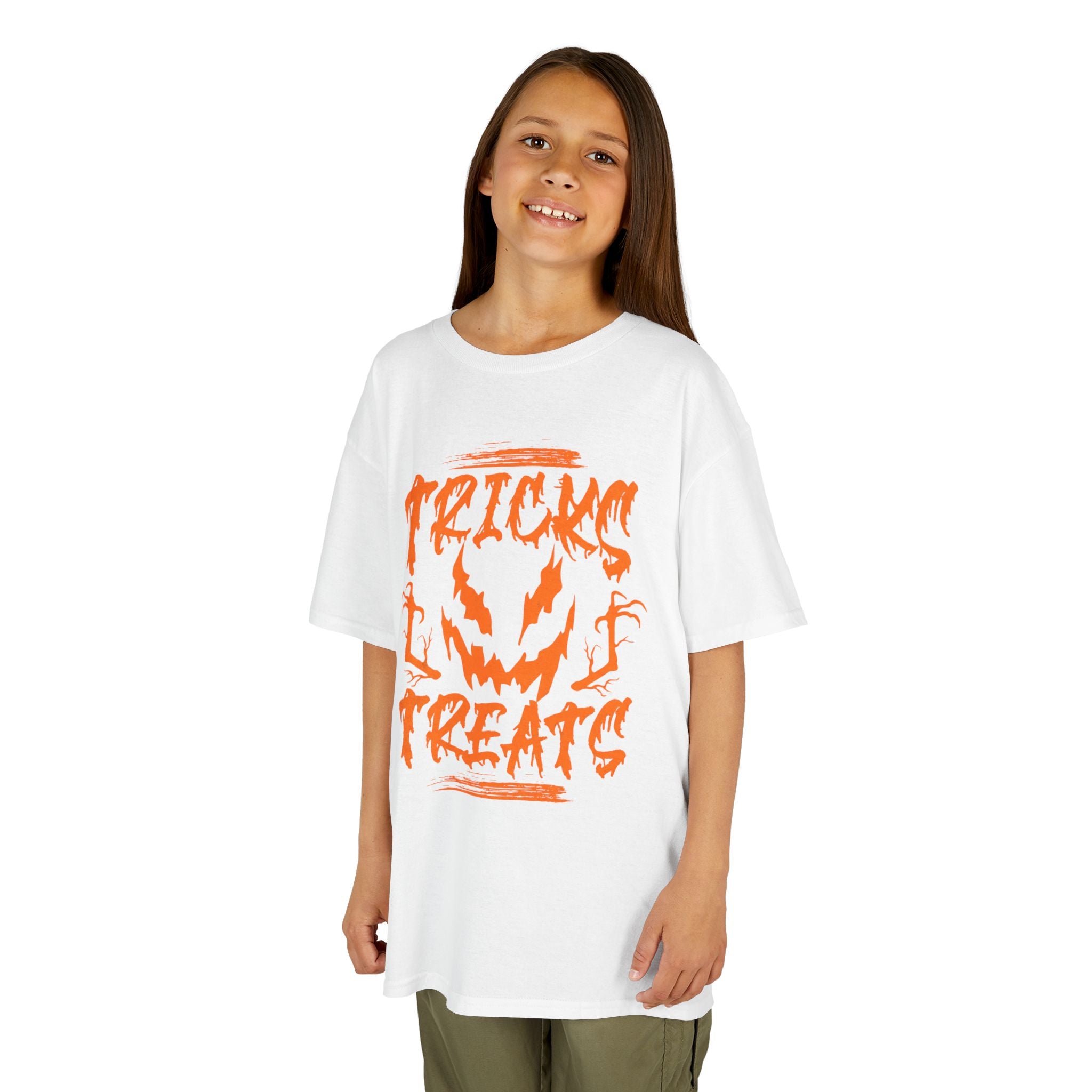 Kids Halloween Tee | 'Tricks & Treats' Spooky Jack-O'-Lantern Graphic | Cr8tive Designs