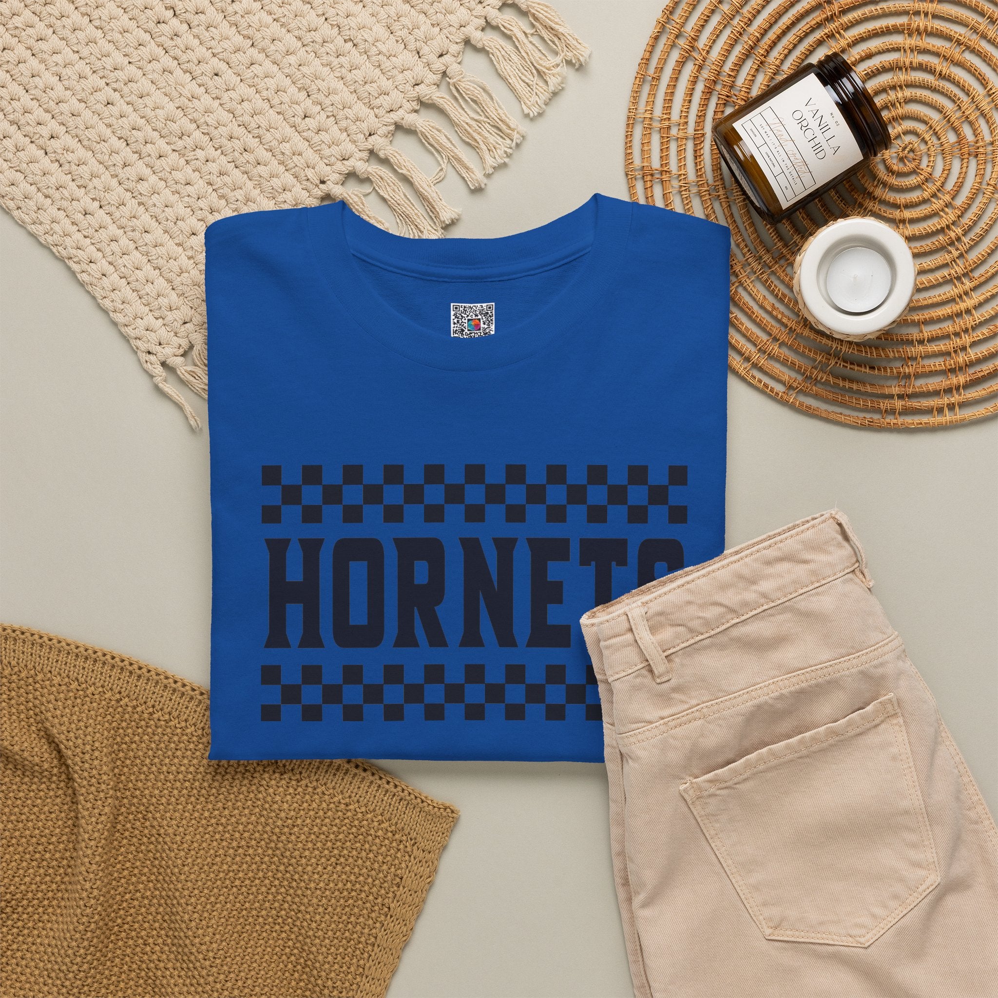 Checkered Hornets Adult T-Shirt | School Spirit Mascot Tee | Cr8tive Designs