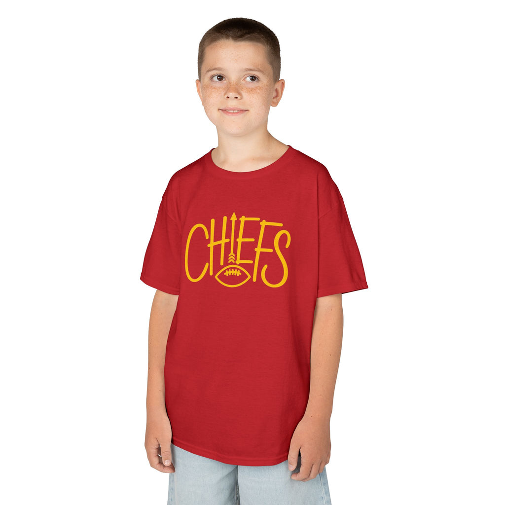 Chiefs Arrow Football Youth Shirt | Red and Gold Sunday Football Spirit Tee | Cr8tive Designs