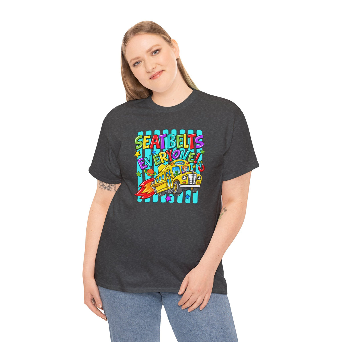 Seatbelts Everyone T-Shirt | Retro School Bus Graphic Tee | Cr8tive Designs