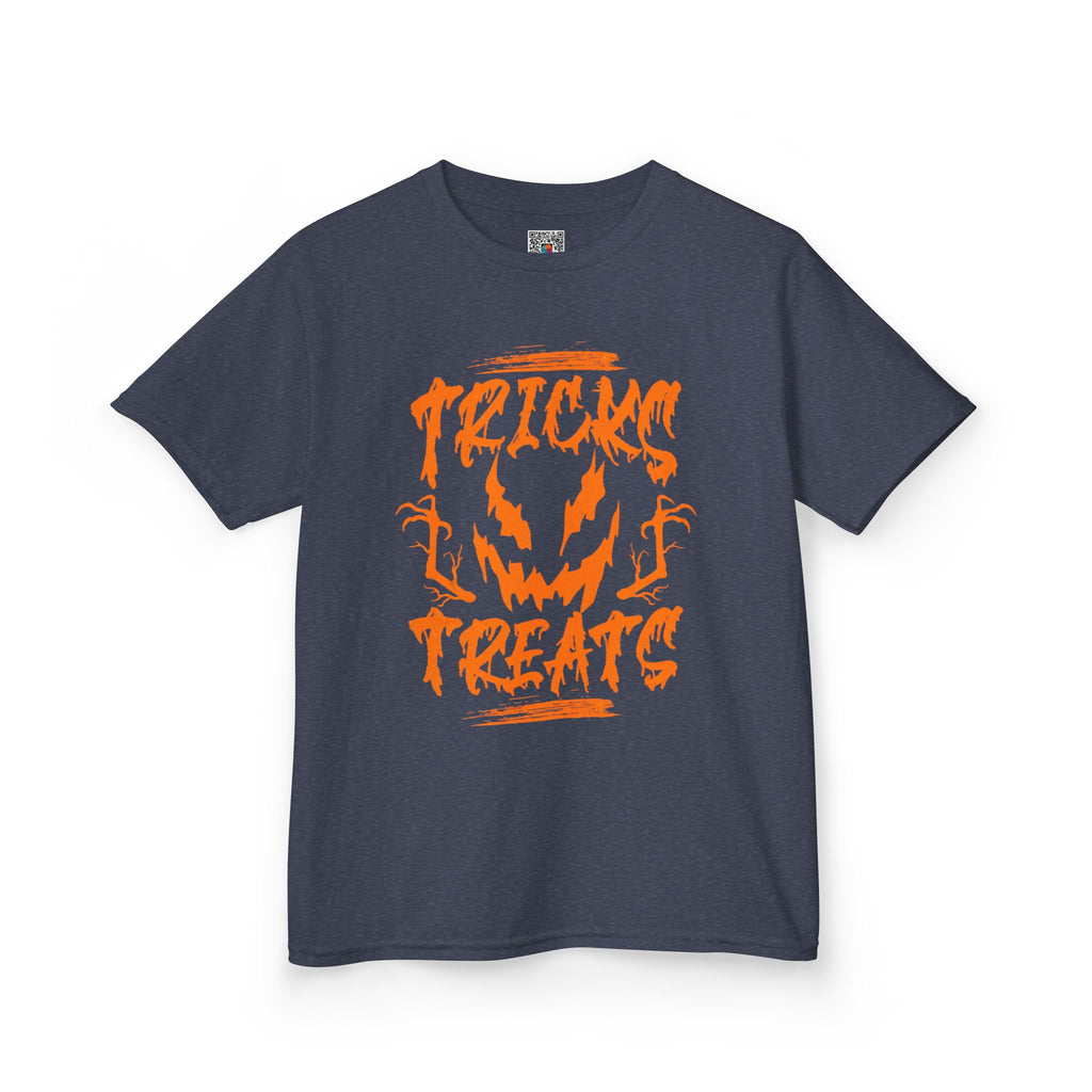 Kids Halloween Tee | 'Tricks & Treats' Spooky Jack-O'-Lantern Graphic | Cr8tive Designs