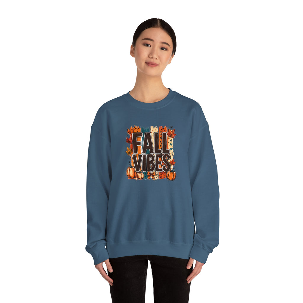 Fall Vibes Pumpkin Sweatshirt | Colorful Autumn Crewneck | Cr8tive Designs