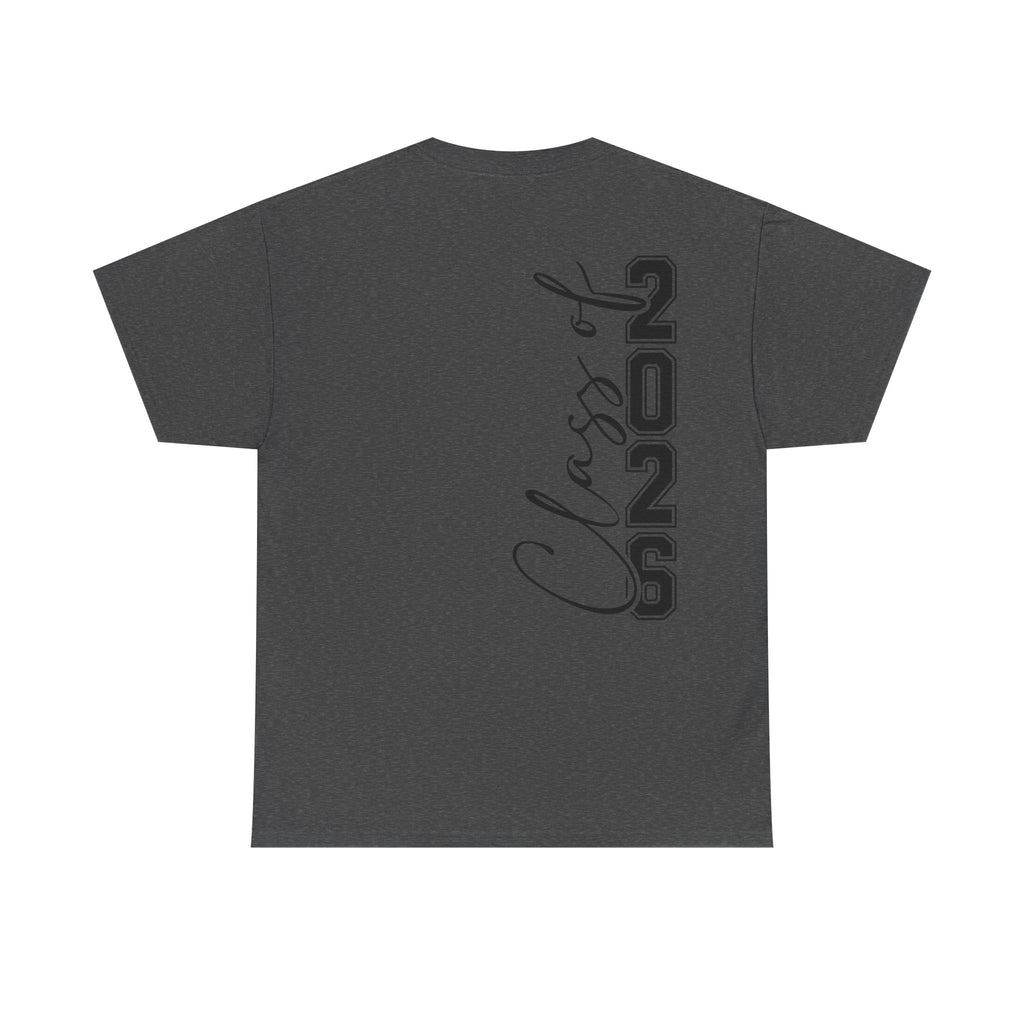 Senior 2026 Script Back T-Shirt | Vertical Graduation Tee | Trendy Senior Shirt | Unisex Fit | Cr8tive Designs