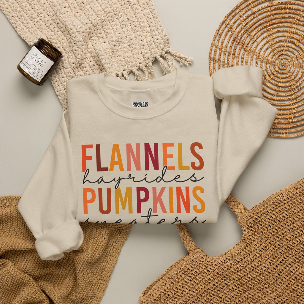 Flannels Hayrides Pumpkins Sweatshirt | Rustic Bonfires & Sweaters Crewneck | Cr8tive Designs
