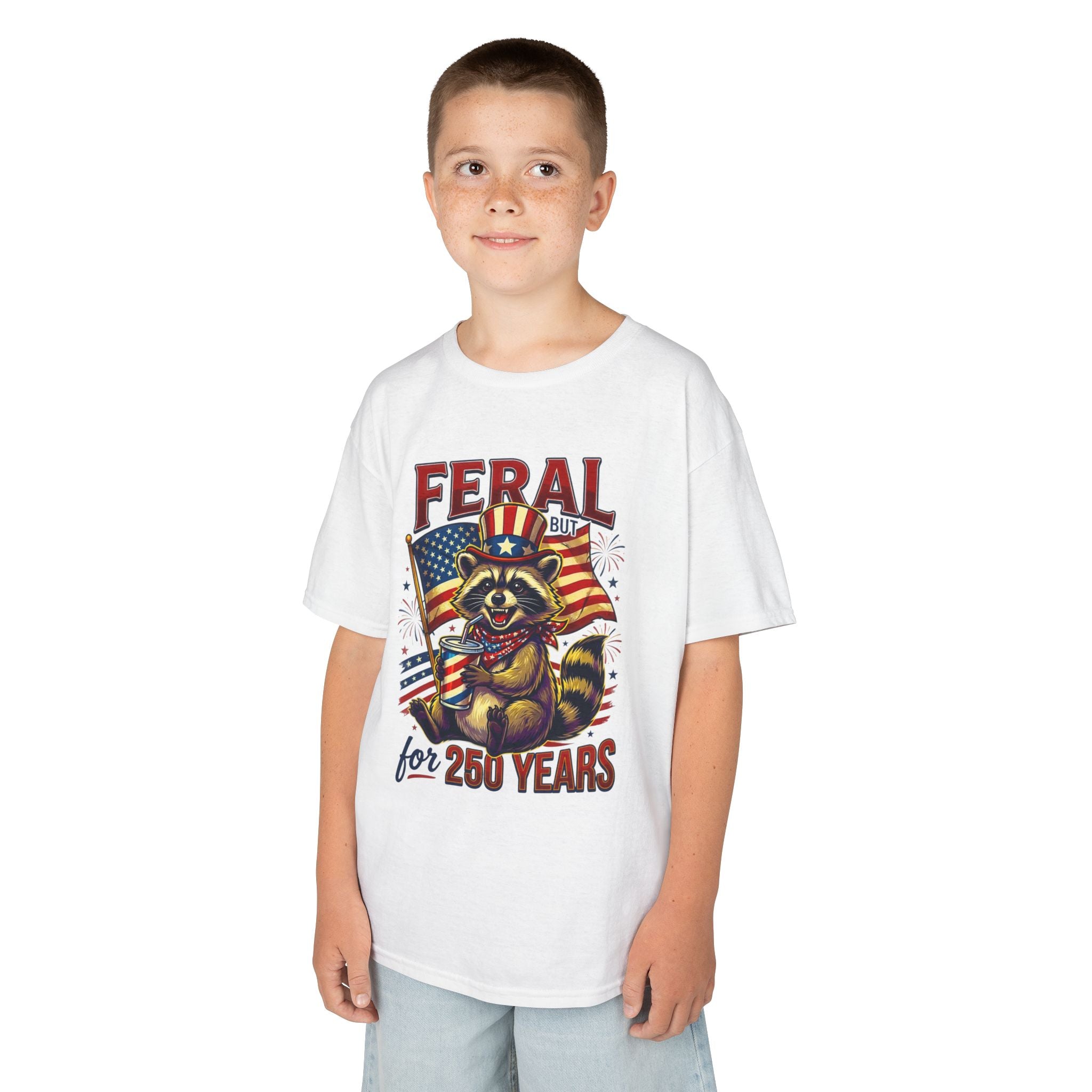 Kids Feral for 250 Years Tee | Patriotic Wildlife Graphic Design | Cr8tive Designs
