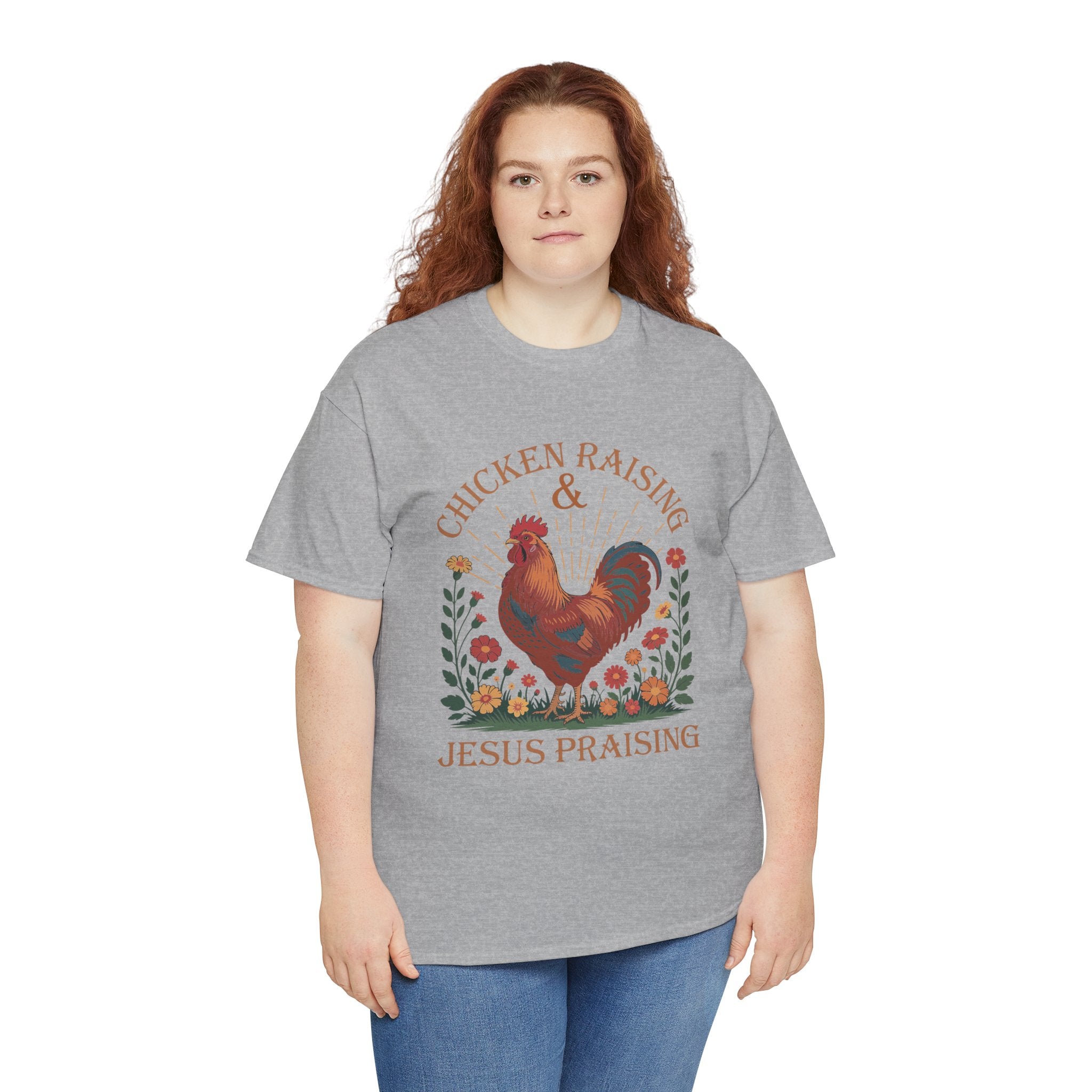 Raising Chickens and Praising Jesus | Farmhouse Faith Graphic Tee | Cr8tive Designs