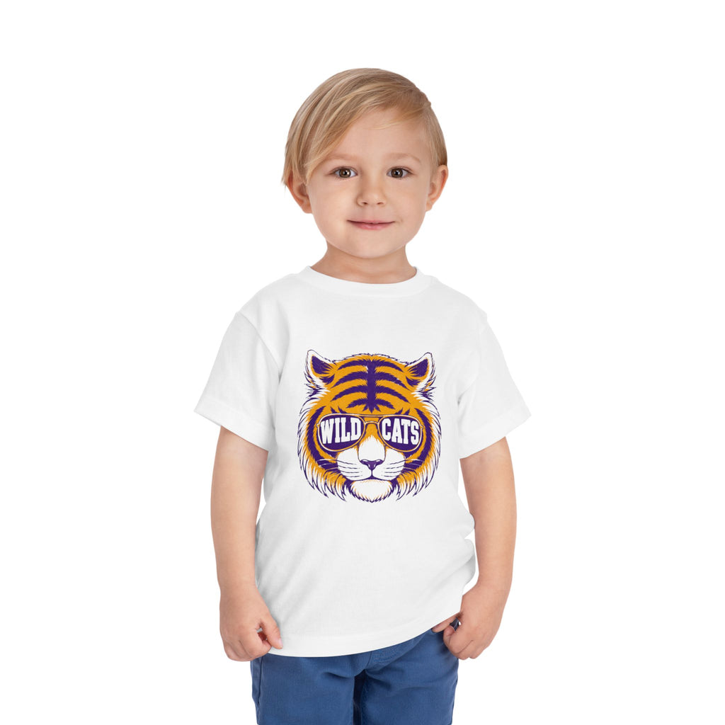 "Wildcats" Sunglasses Tiger Toddler T-Shirt | School Mascot Apparel | Cr8tive Designs